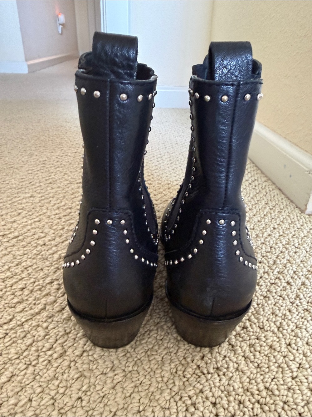 PAIGE Black Studded Pointed-Ankle Boots - Picture 3 of 6
